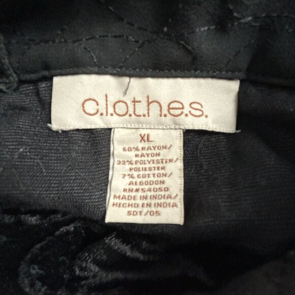 C.L.O.T.H.E.S. Womens Black Gray Patchwork Button-Up Shirt XL Boho Velour Retro - Picture 3 of 7